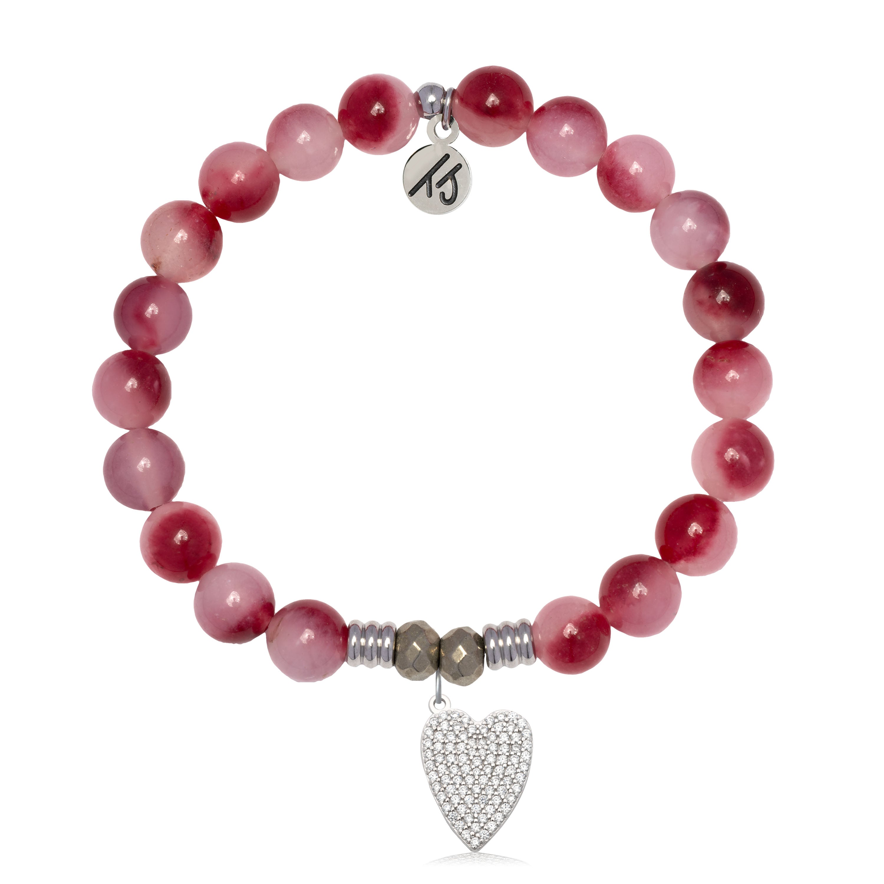 Cherry Jade Gemstone Bracelet with You are Loved Sterling Silver Charm