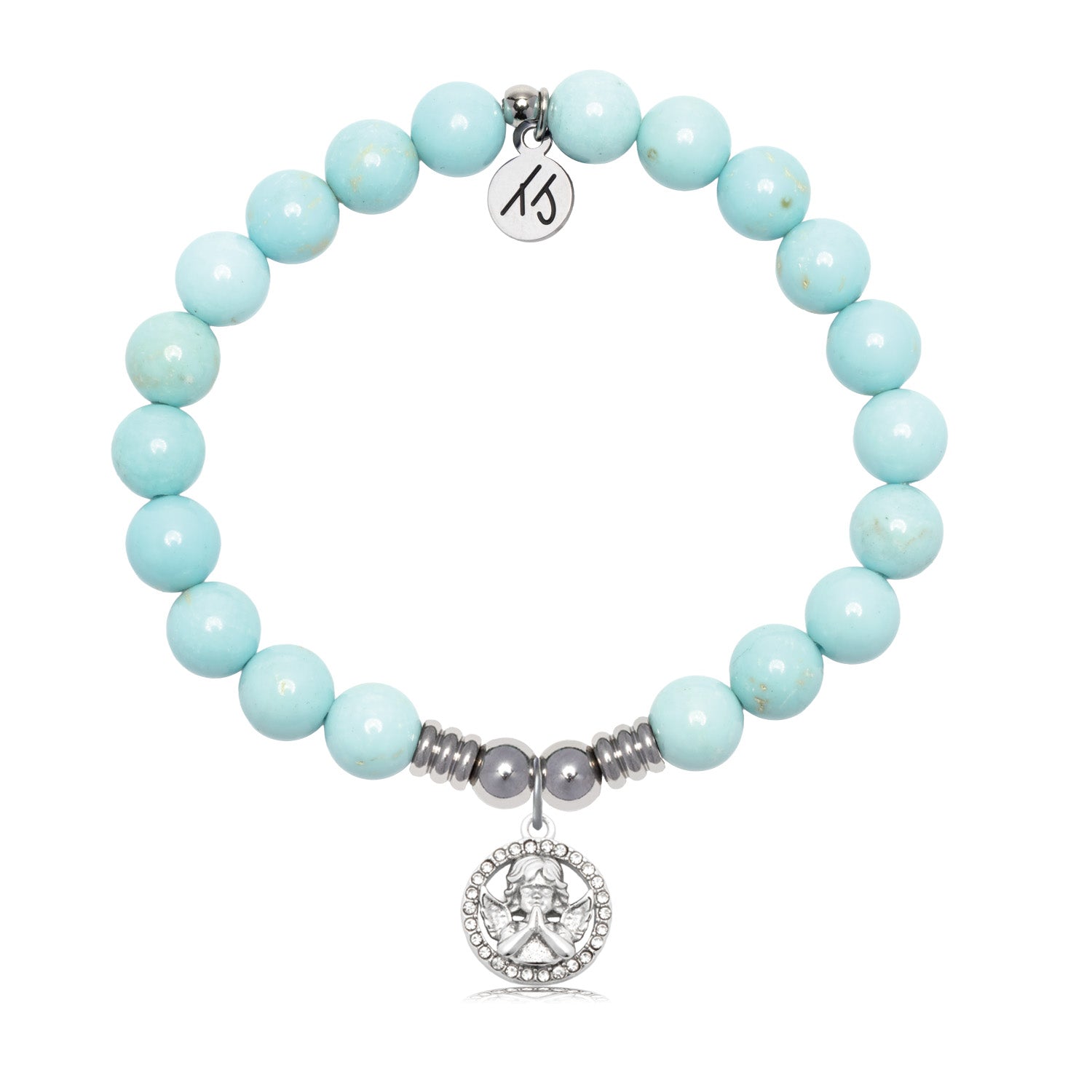 Cherub Charm with Blue Turquoise Gemstone Bracelet