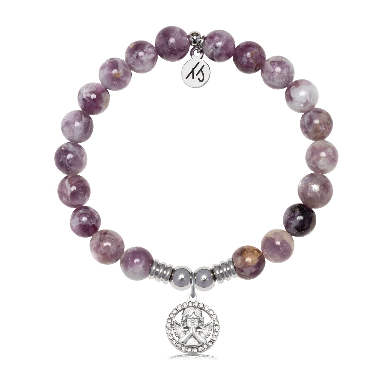 Cherub Charm with Lepidolite Quartz Gemstone Bracelet