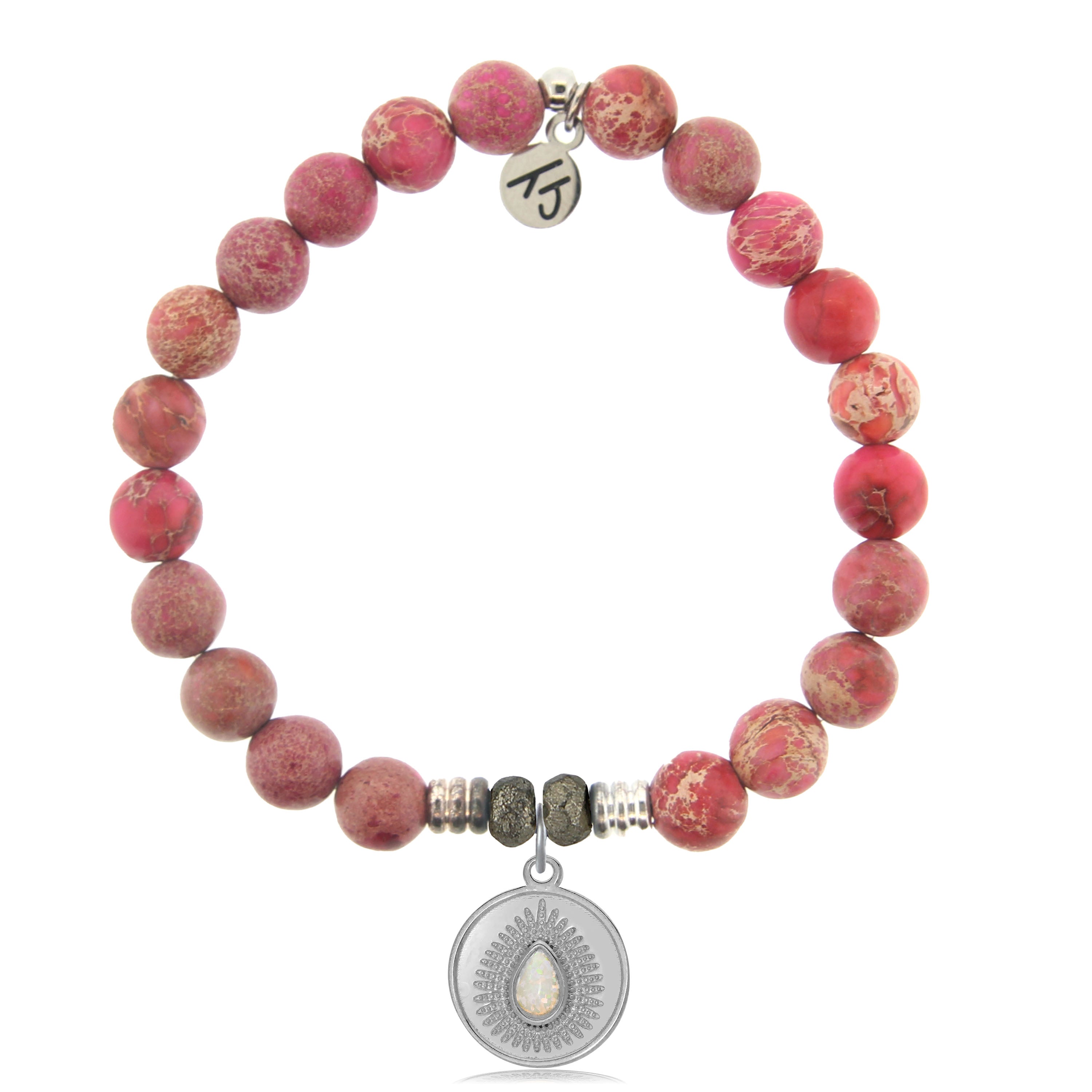 Cranberry Jasper Gemstone Bracelet with You're One of a Kind Sterling Silver Charm