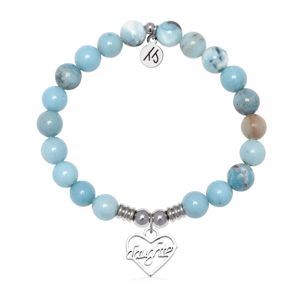 Daughter Charm with Larimar Jasper Gemstone Bracelet