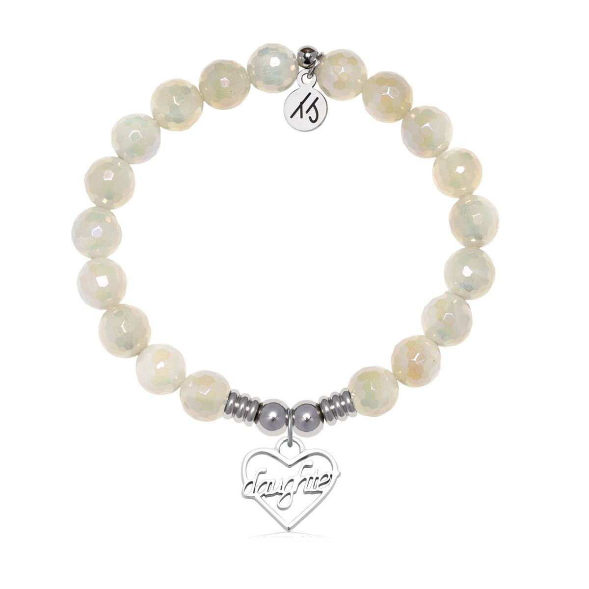 Daughter Charm with Moonstone Gemstone Bracelet