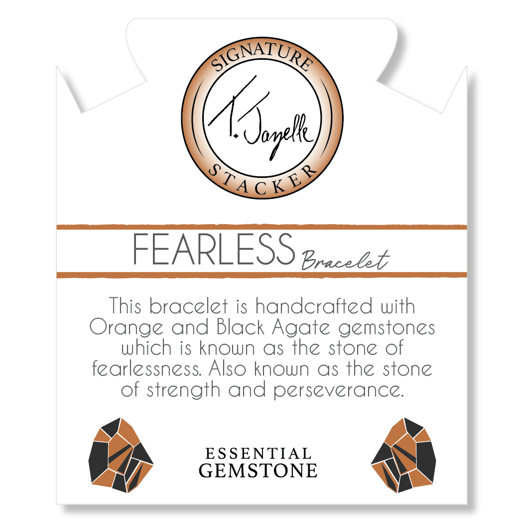 Defining Bracelet- Fearless Bracelet with Orange Black Agate Gemstones