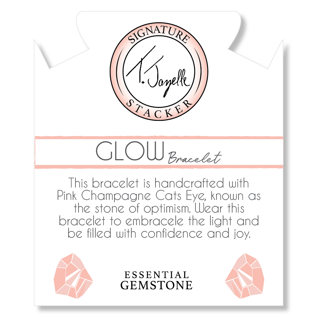 Defining Bracelet- Glow Bracelet with Pink Champagne Cats Eye Gemstones