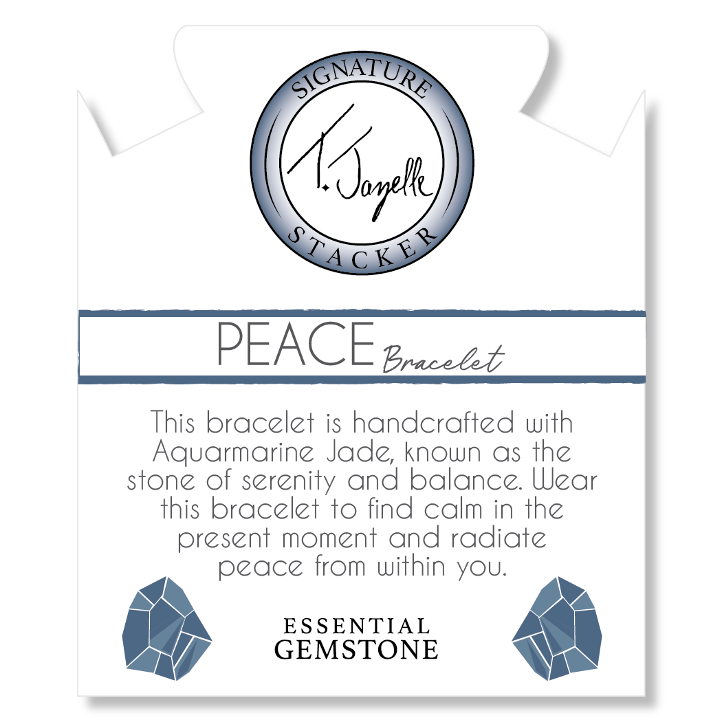 Defining Bracelet- Peace Bracelet with Aquamarine Jade Gemstones