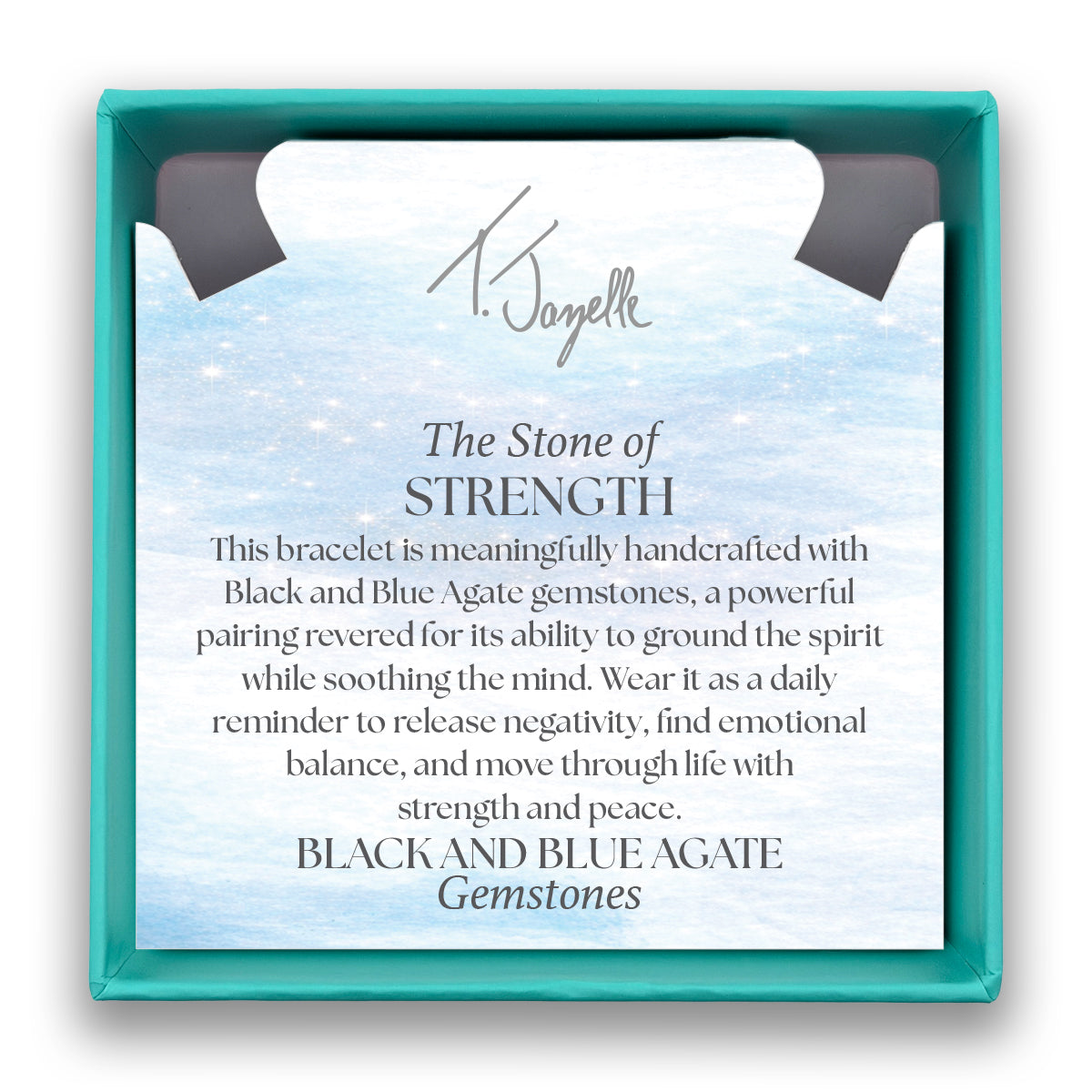 Defining Bracelet- Strength Bracelet with Black and Blue Agate Gemstones