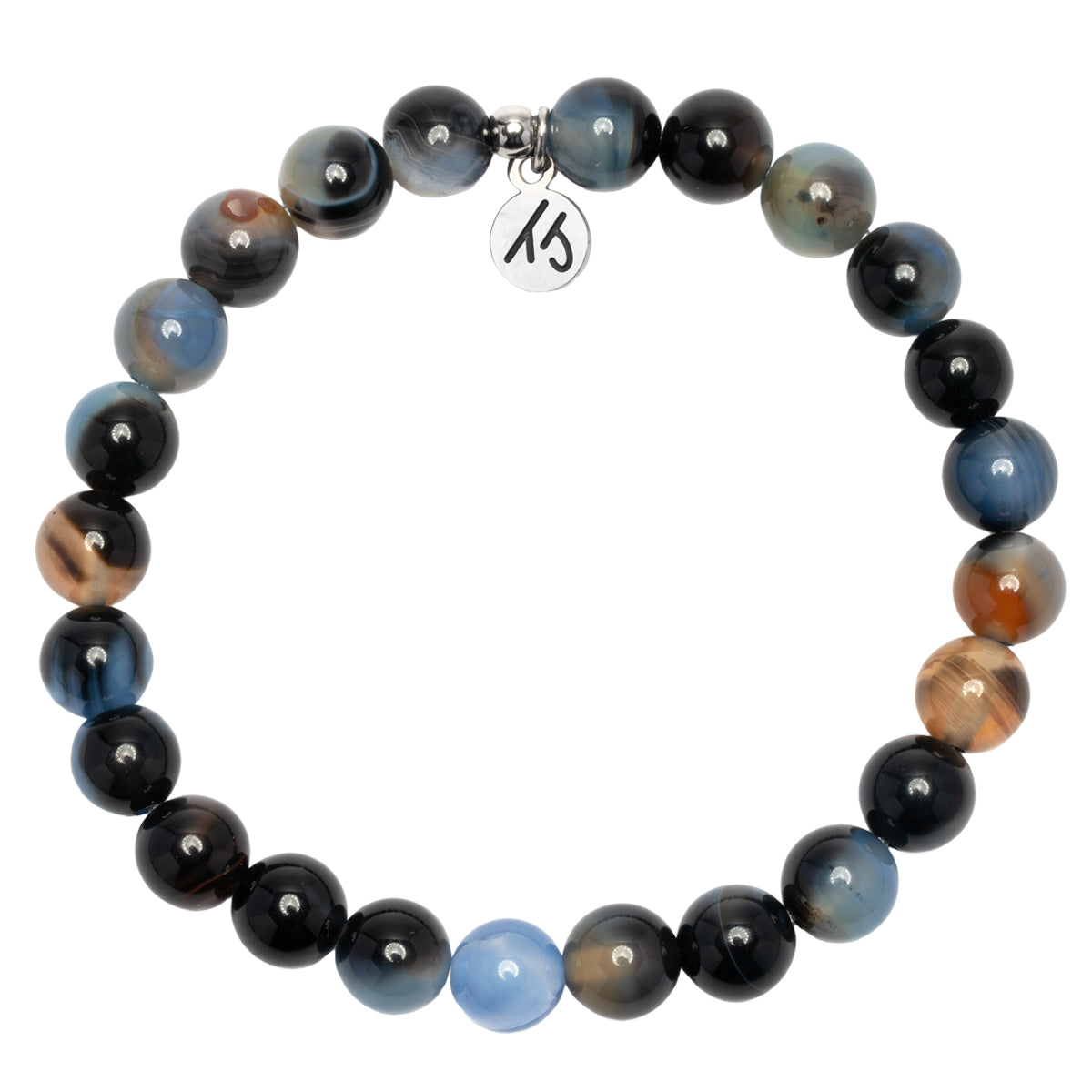 Defining Bracelet- Strength Bracelet with Black and Blue Agate Gemstones
