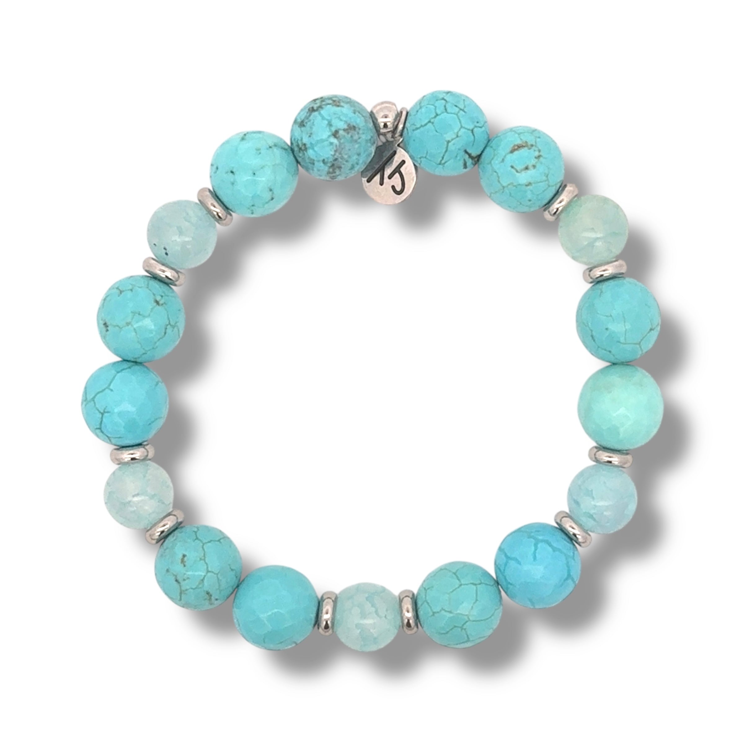 Dual Essence Collection- Turquoise & Aqua Fire Agate Gemstone Bracelet