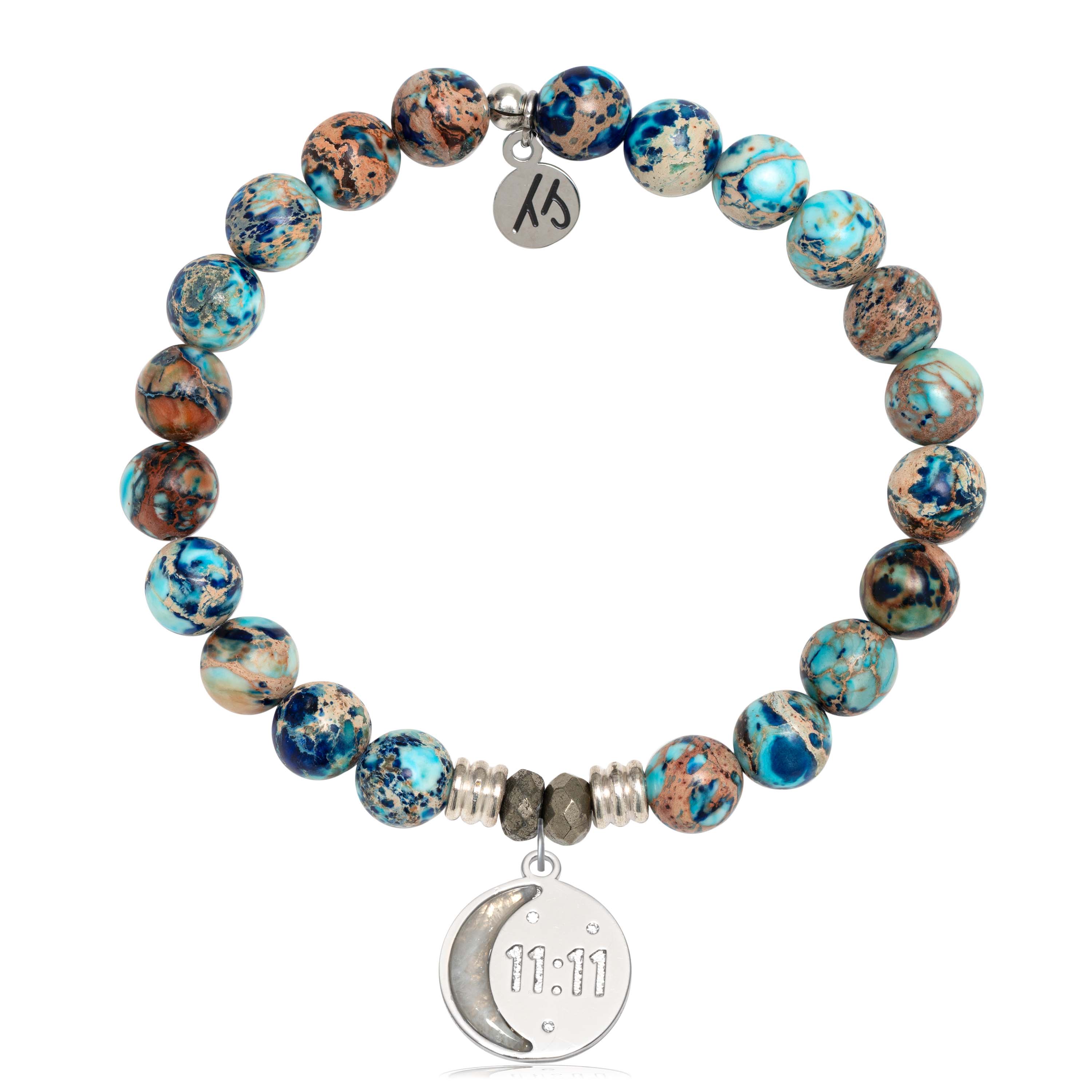 Earth Jasper Gemstone Bracelet with 11:11 Sterling Silver Charm