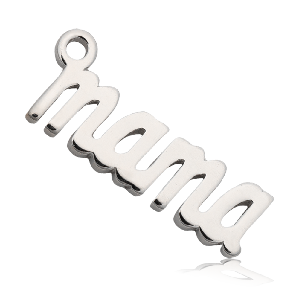 Earth Jasper Gemstone Bracelet with Mama Sterling Silver Charm