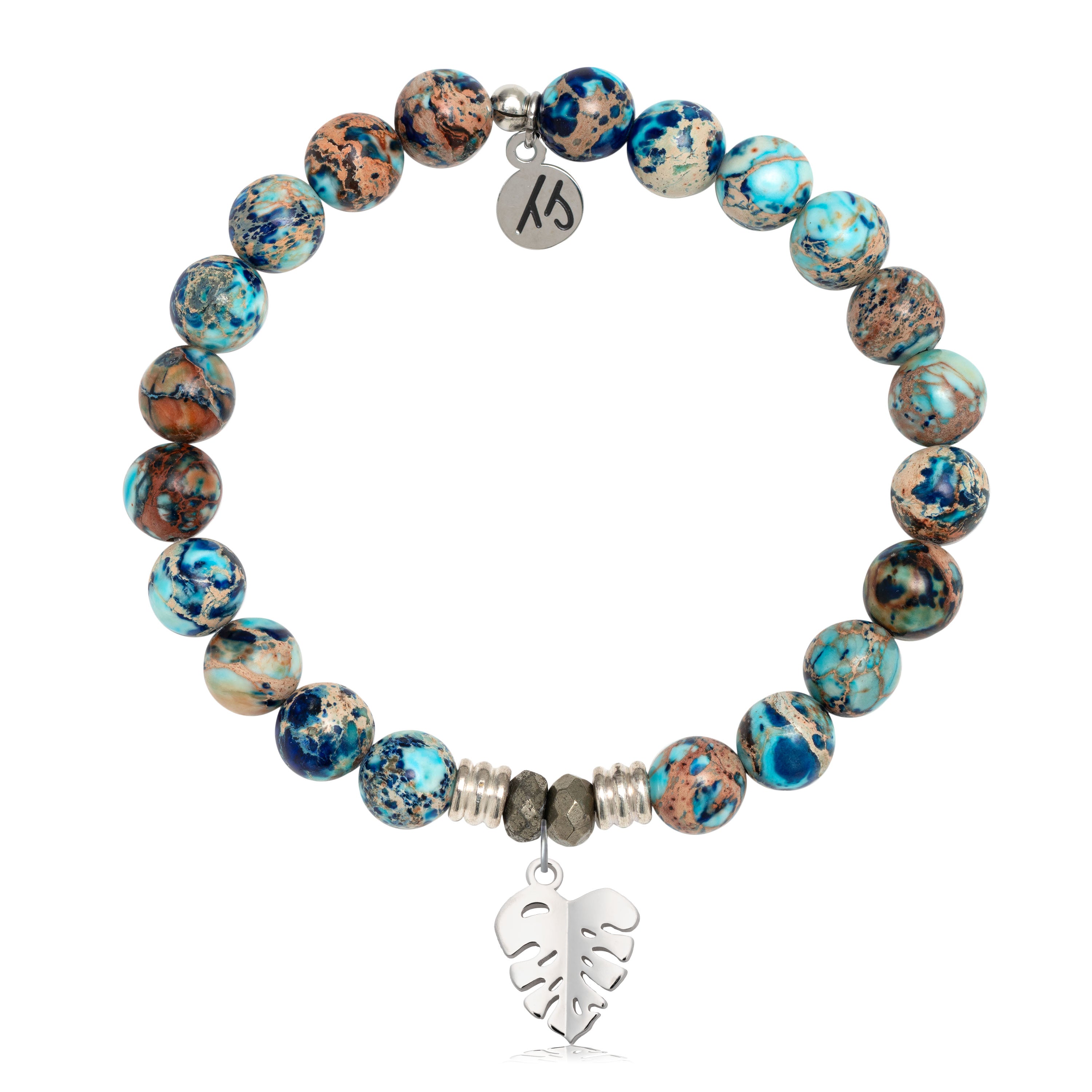 Earth Jasper Gemstone Bracelet with Paradise Sterling Silver Charm