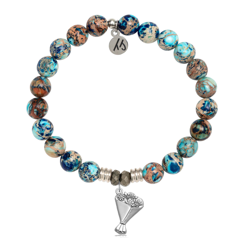 Earth Jasper Gemstone Bracelet with Thinking of You Sterling Silver Charm
