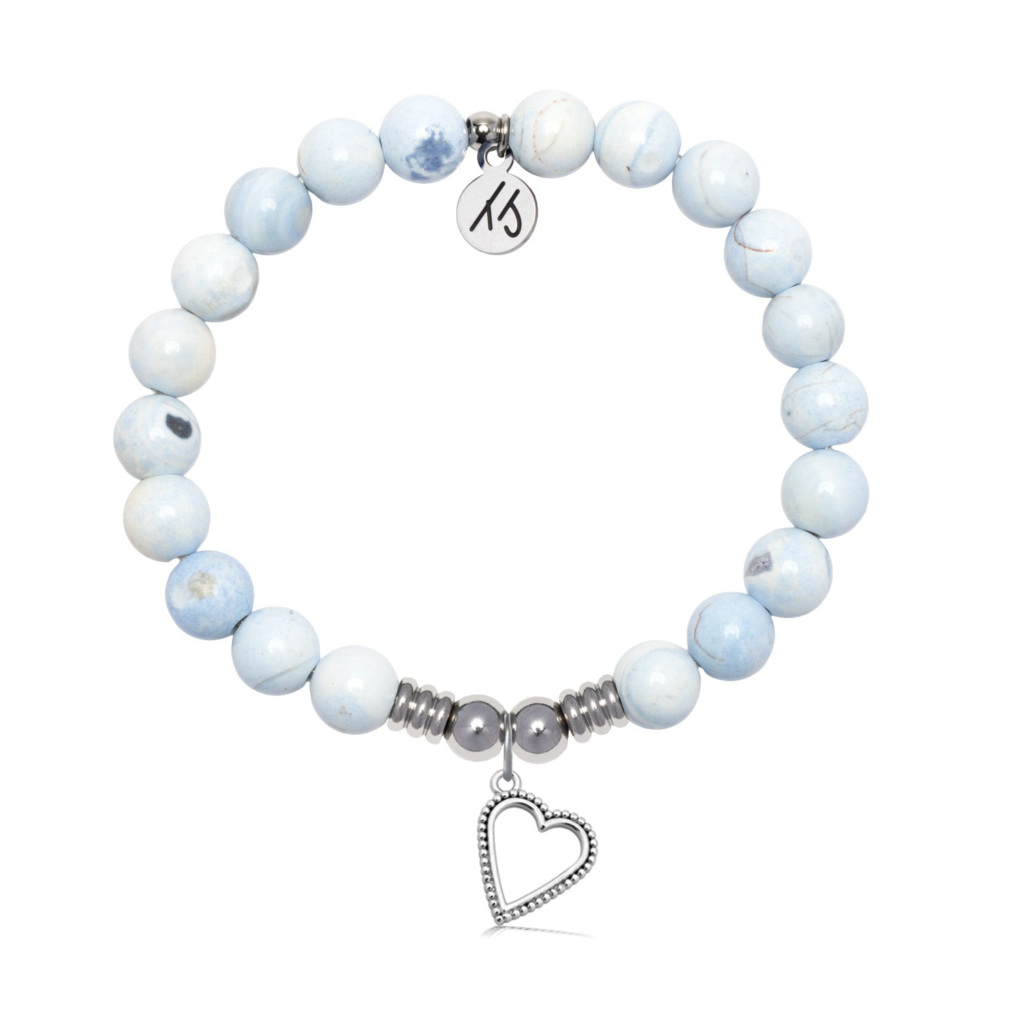 Everlasting Love Charm with Light Blue White Agate Gemstone Bracelet