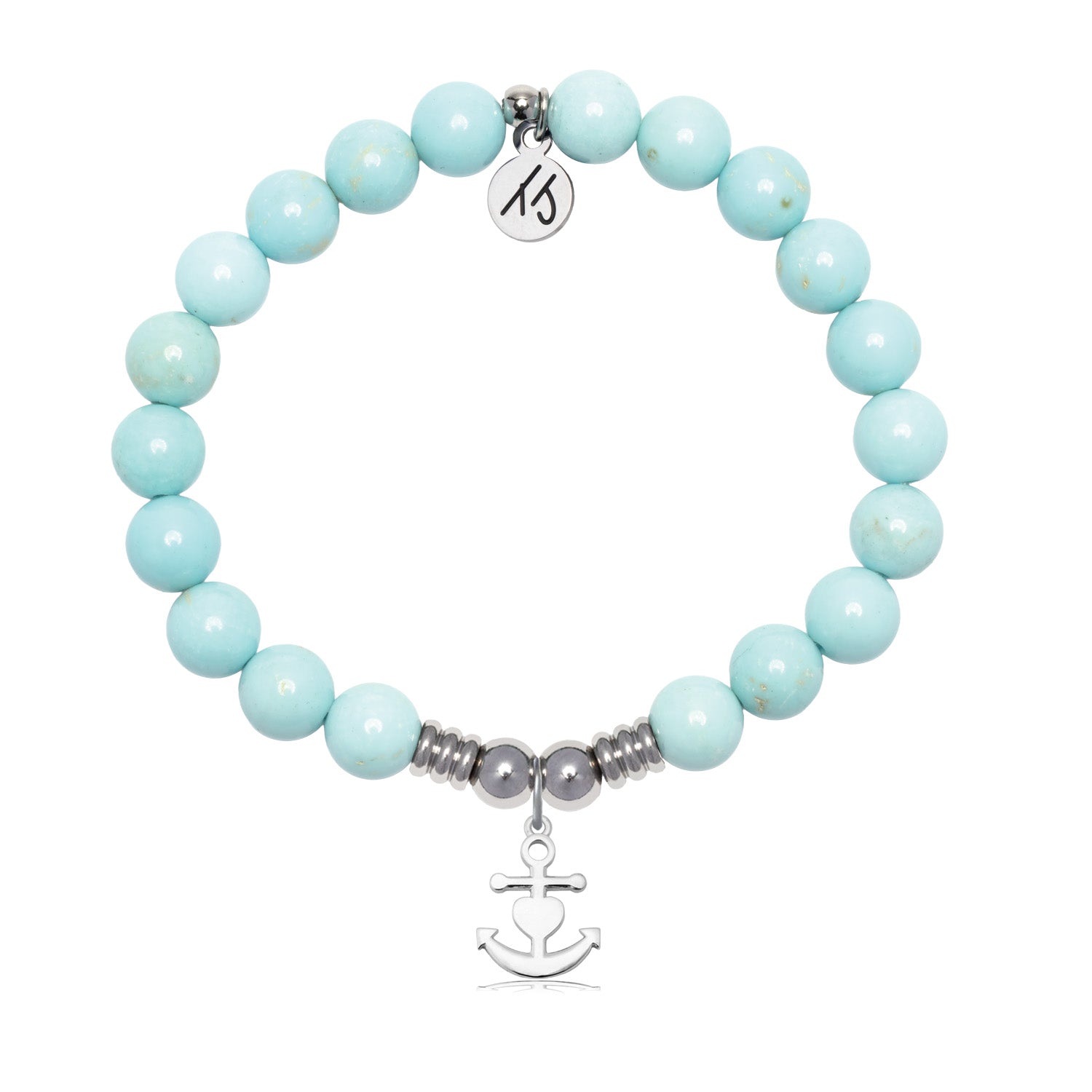 Faith Hope Love Charm with Blue Turquoise Gemstone Bracelet