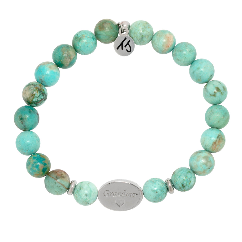 Family Bead Bracelet- Grandma with Peruvian Turquoise Sterling Silver Charm