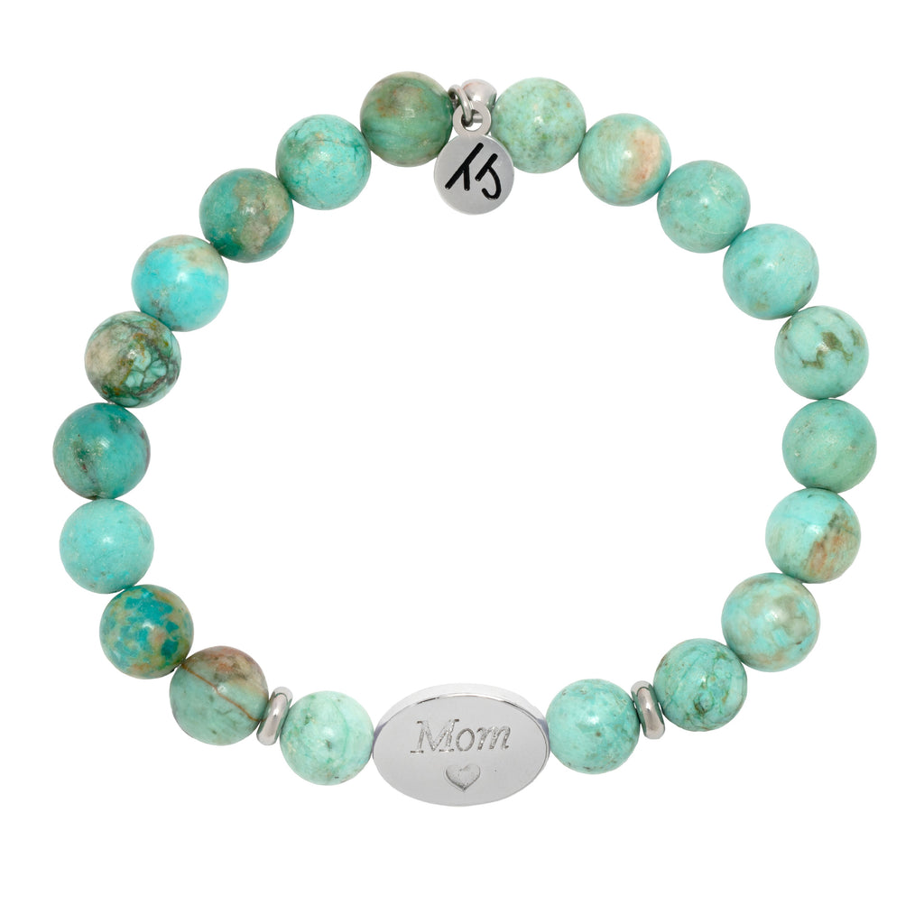 Family Bead Bracelet- Mom with Peruvian Turquoise Sterling Silver Charm