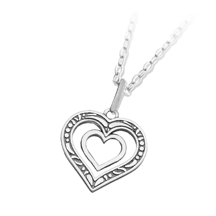 Family Heart Sterling Silver Charm Necklace