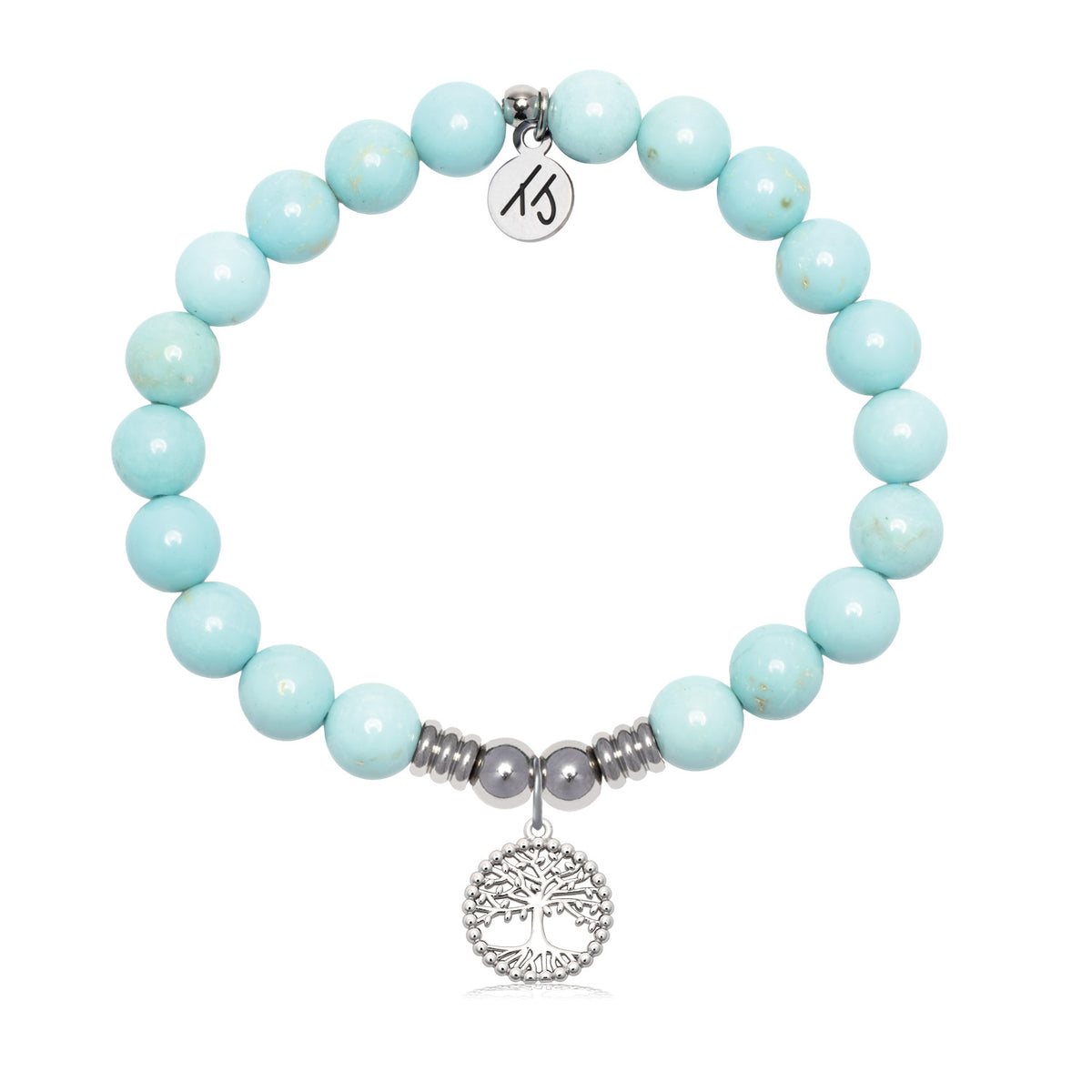 Family Tree Charm with Blue Turquoise Gemstone Bracelet
