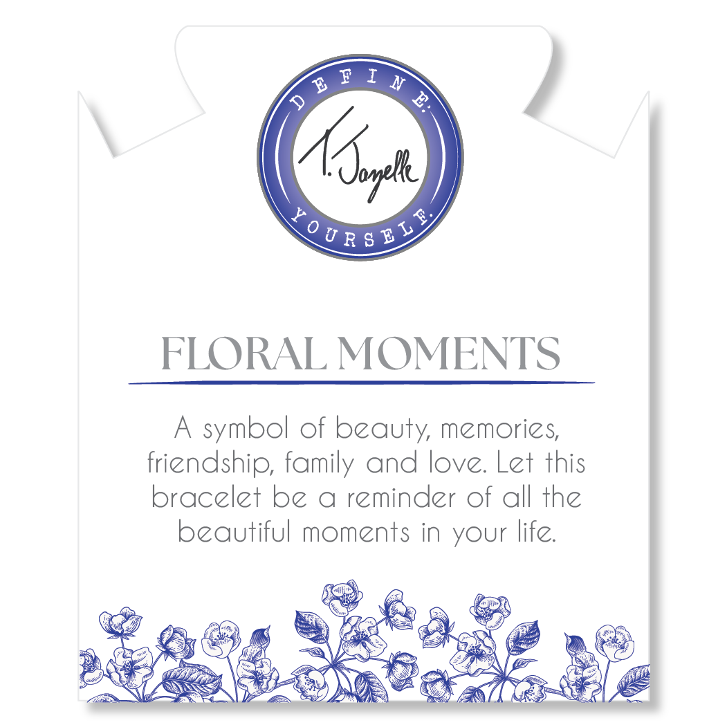 Floral Moments Bracelet- Blue Painted Porcelain Beads