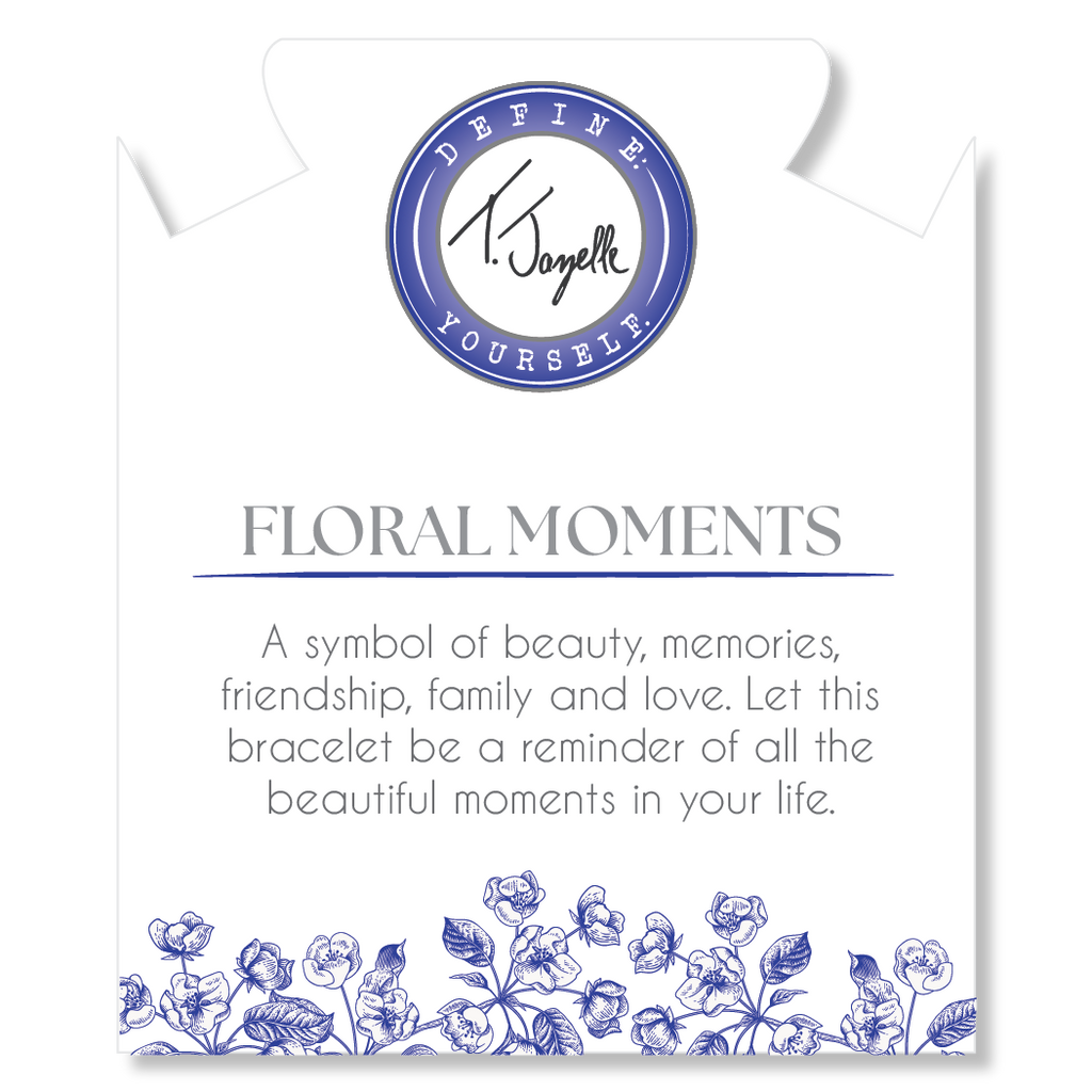 Floral Moments Bracelet- Blue Painted Porcelain Beads With Silver