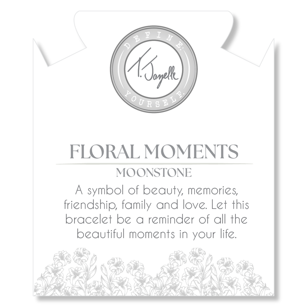 Floral Moments Bracelet- Moonstone and Lily Painted Porcelain Beads