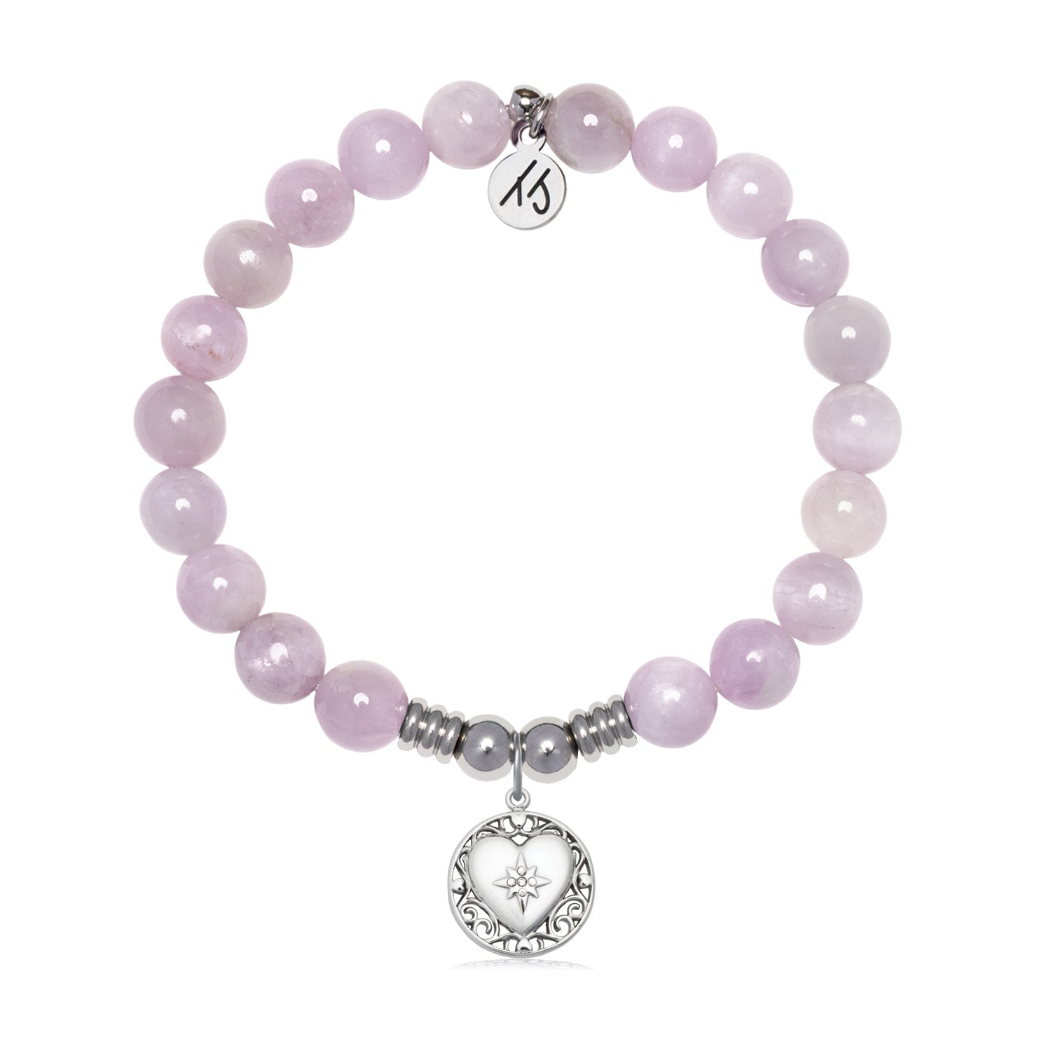 Friendship Heart Charm with Kunzite Gemstone Bracelet