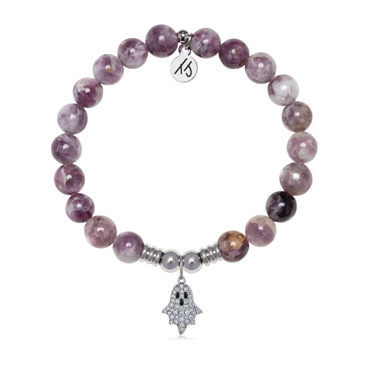 Ghost Charm with Lepidolite Quartz Gemstone Bracelet