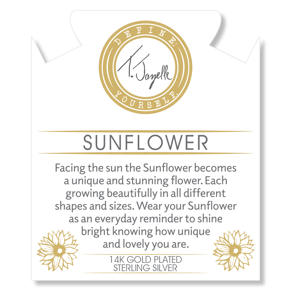 Gold Charm Collection - Larimar Gemstone Bracelet with Sunflower Gold Charm