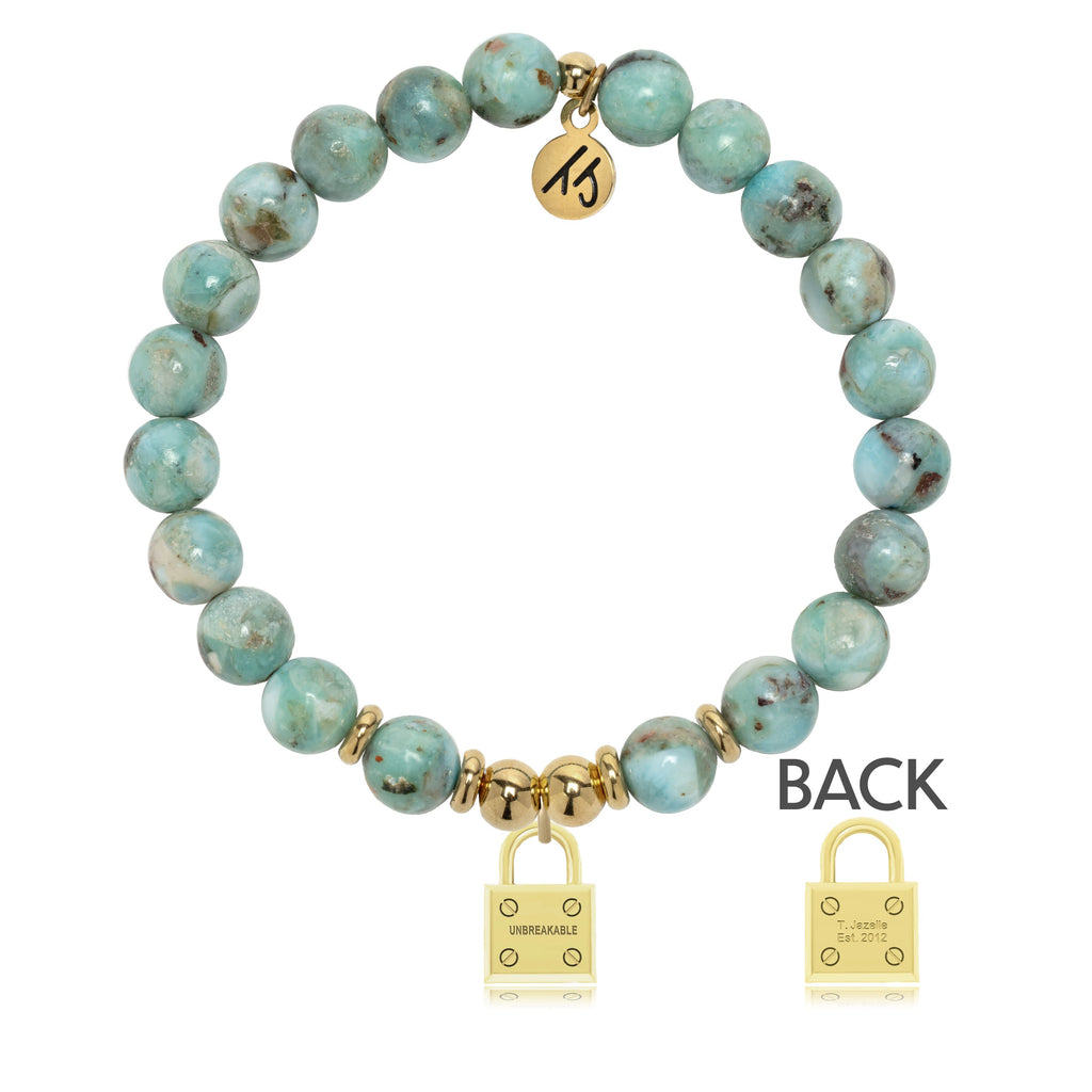 Gold Charm Collection - Larimar Gemstone Bracelet with Unbreakable Gold Charm