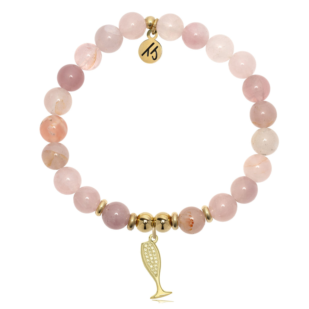 Gold Charm Collection - Madagascar Quartz Gemstone Bracelet with Cheers Gold Charm
