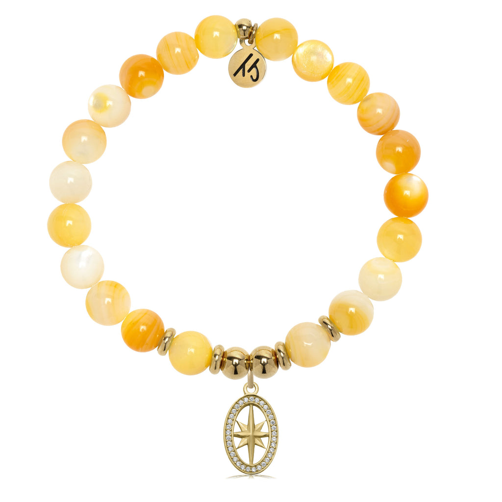 Gold Charm Collection - Yellow Shell Gemstone Bracelet with Unstoppable Gold Charm