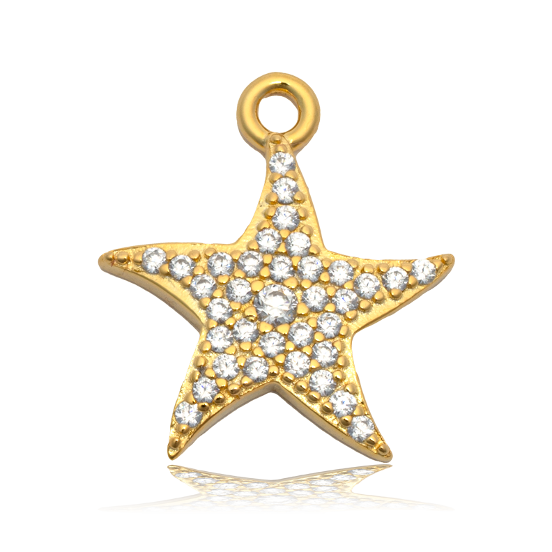 Gold Collection - Blue Aquamarine Gemstone Bracelet with Starfish Gold Charm