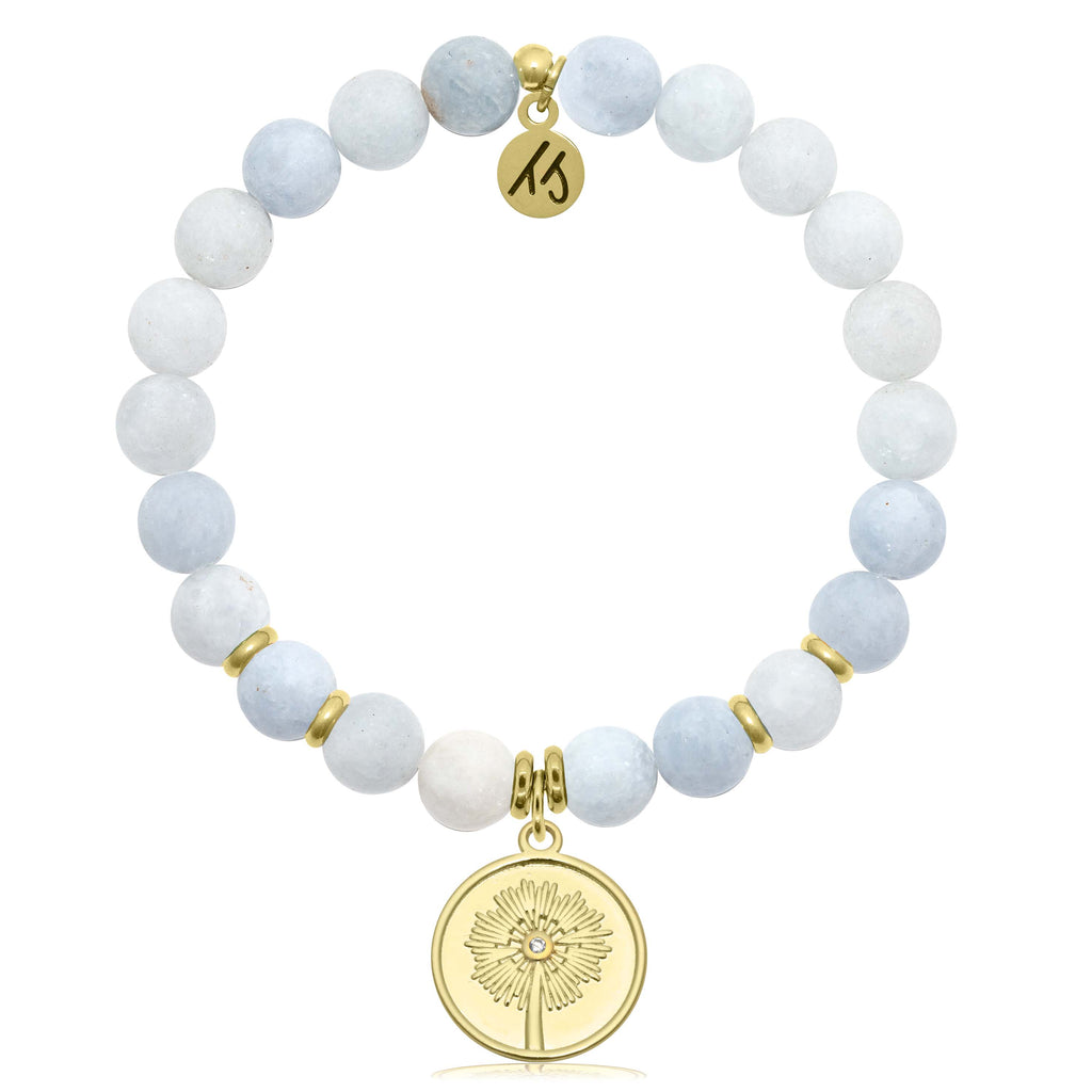 Gold Collection - Celestine Gemstone Bracelet with Wish Gold Charm