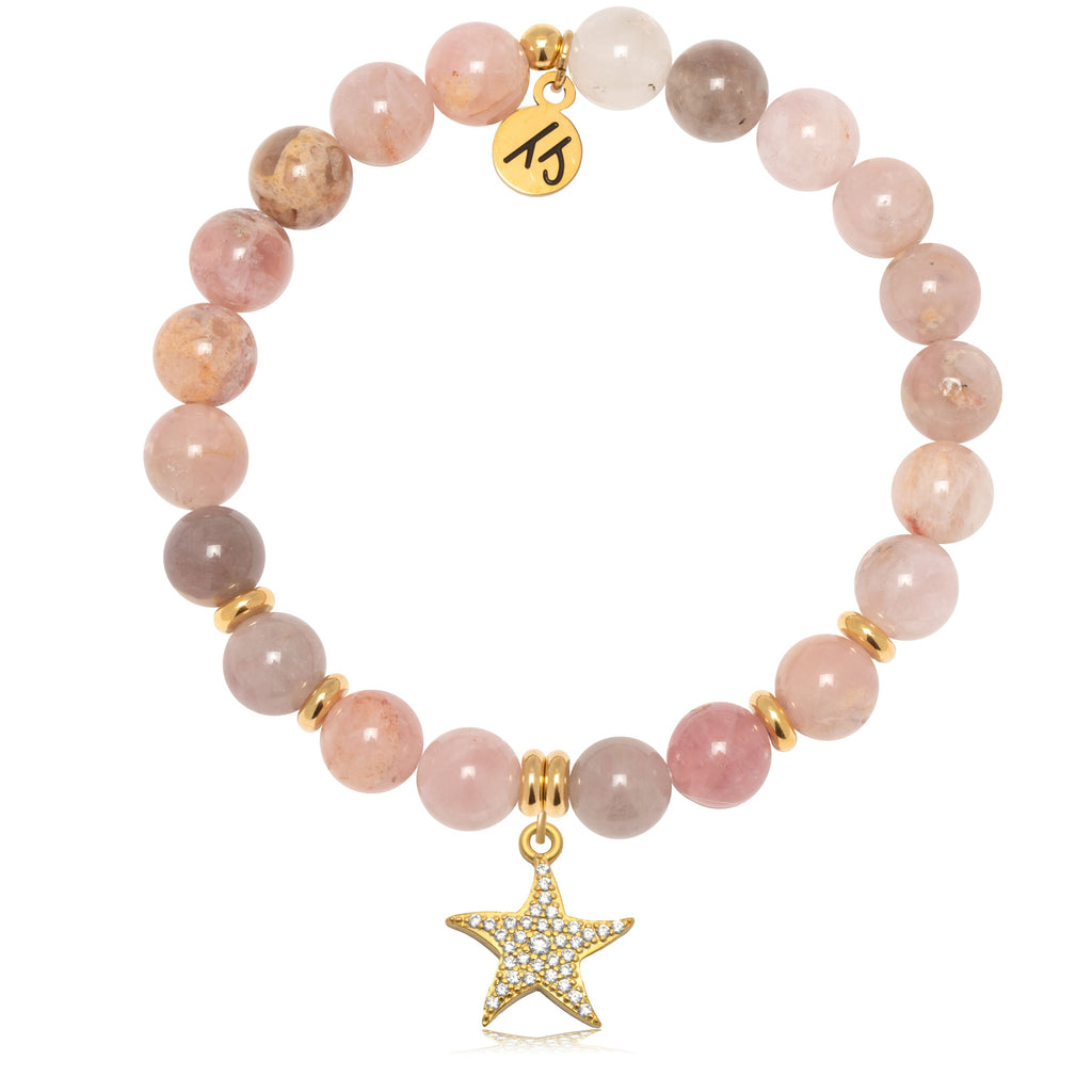 Gold Collection - Madagascar Quartz Gemstone Bracelet with Starfish Gold Charm