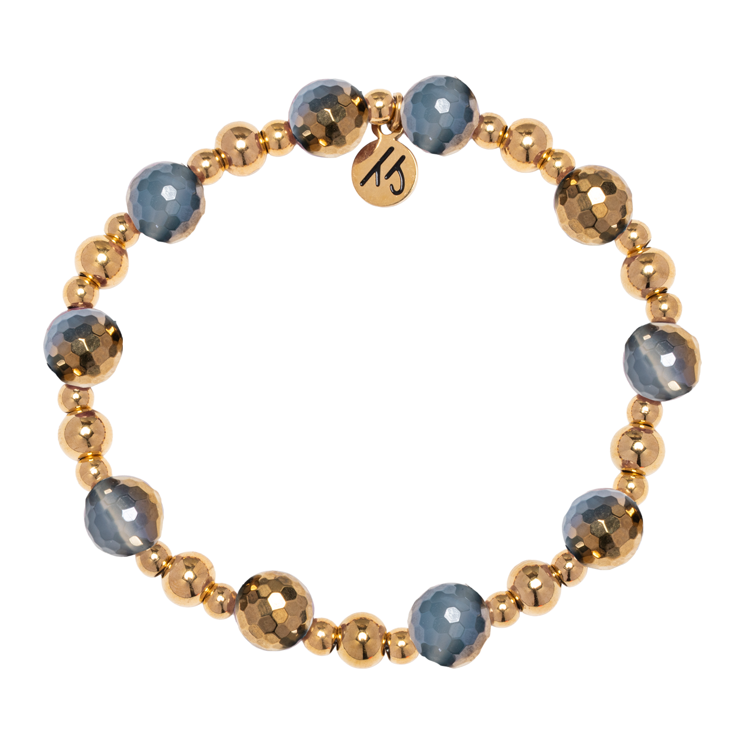 Gold Day by Day Collection- Blue Gold Agate Gemstone Bracelet