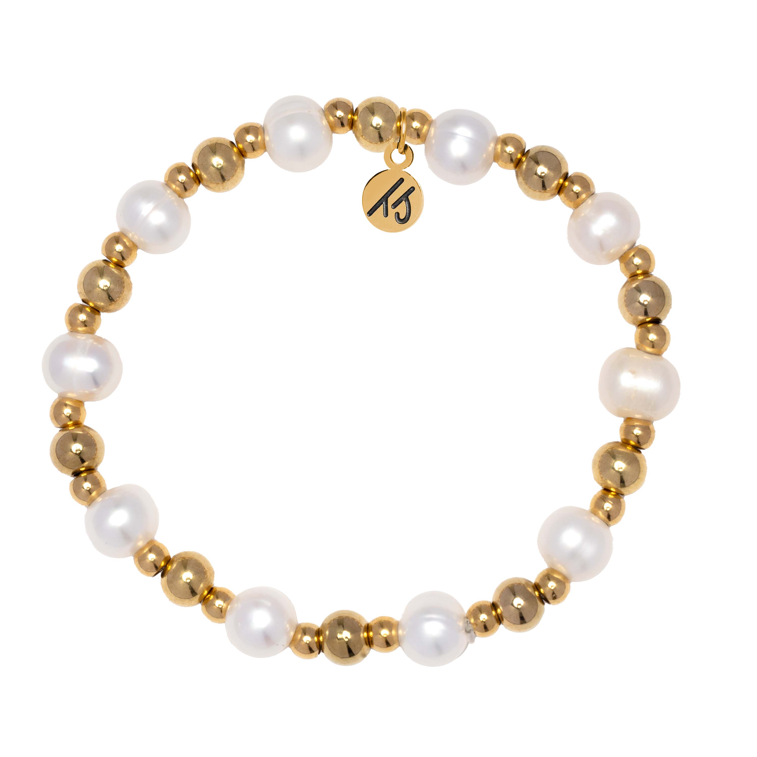 Gold Day by Day Collection- Pearl Gemstone Bracelet