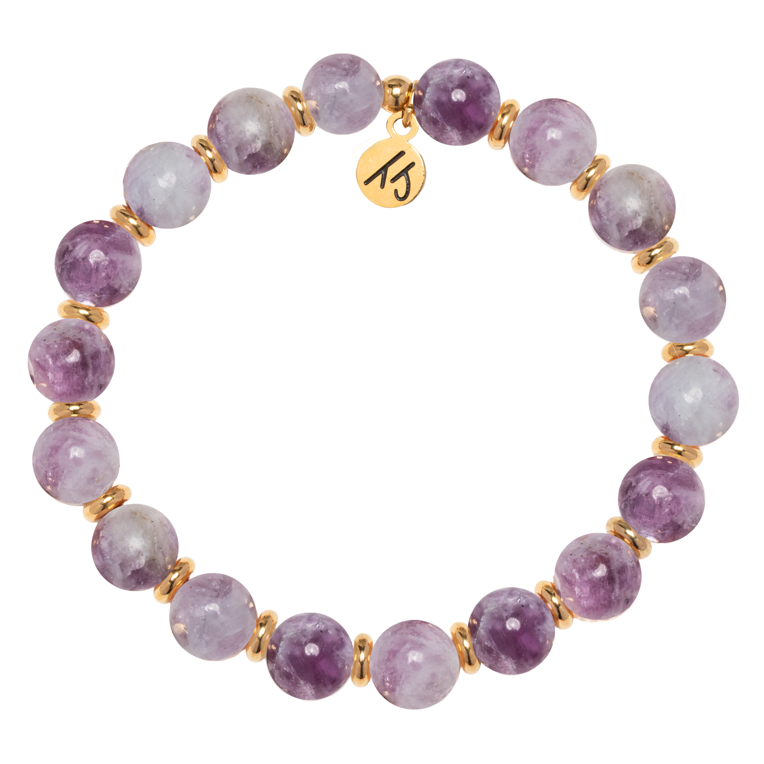 Gold Empowered Elegance Collection- Lepidolite Quartz Gemstone Bracelet