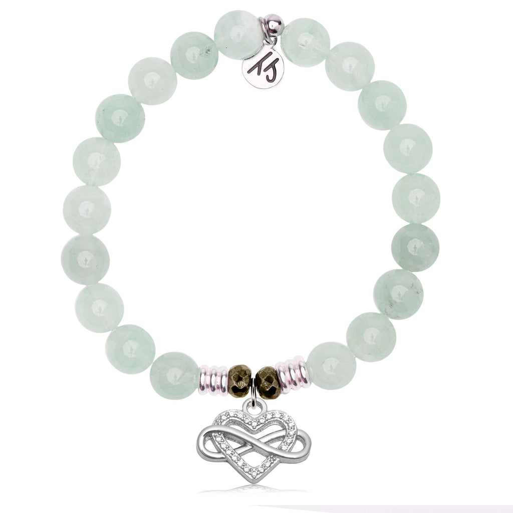 Green Angelite Gemstone Bracelet with Endless Love Sterling Silver Charm