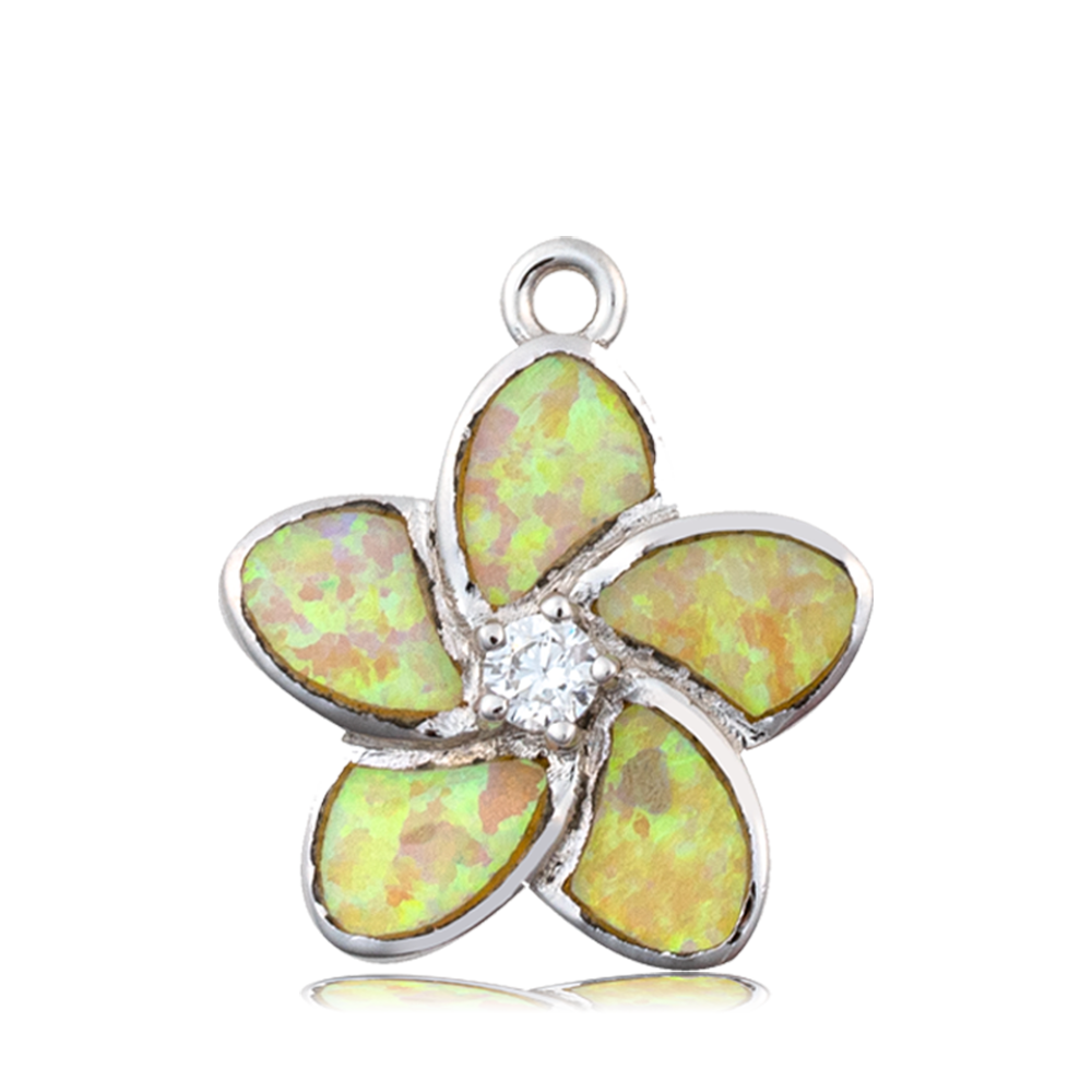 Green Angelite Stone Bracelet with Flower of Positivity Sterling Silver Charm