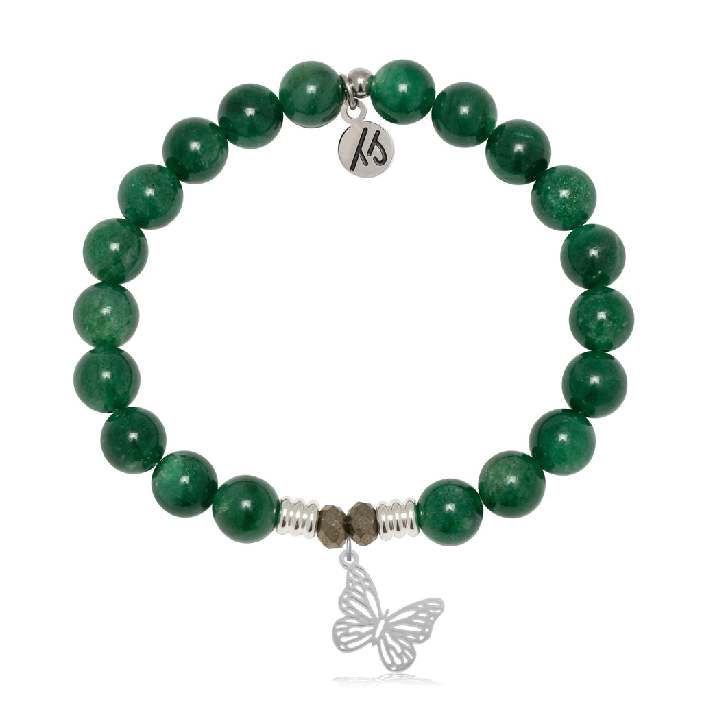 Green Kyanite Gemstone Bracelet with Butterfly Sterling Silver Charm