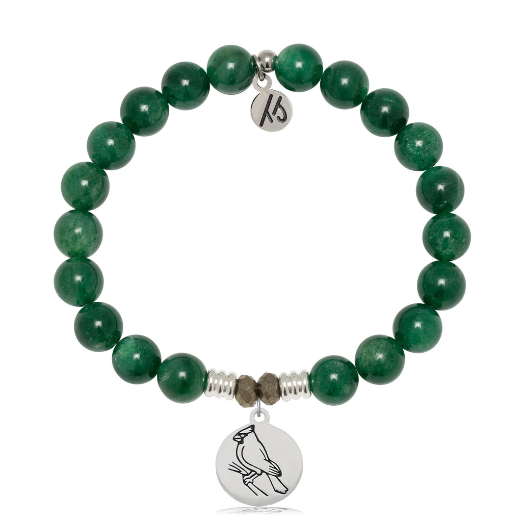 Green Kyanite Gemstone Bracelet with Cardinal Sterling Silver Charm