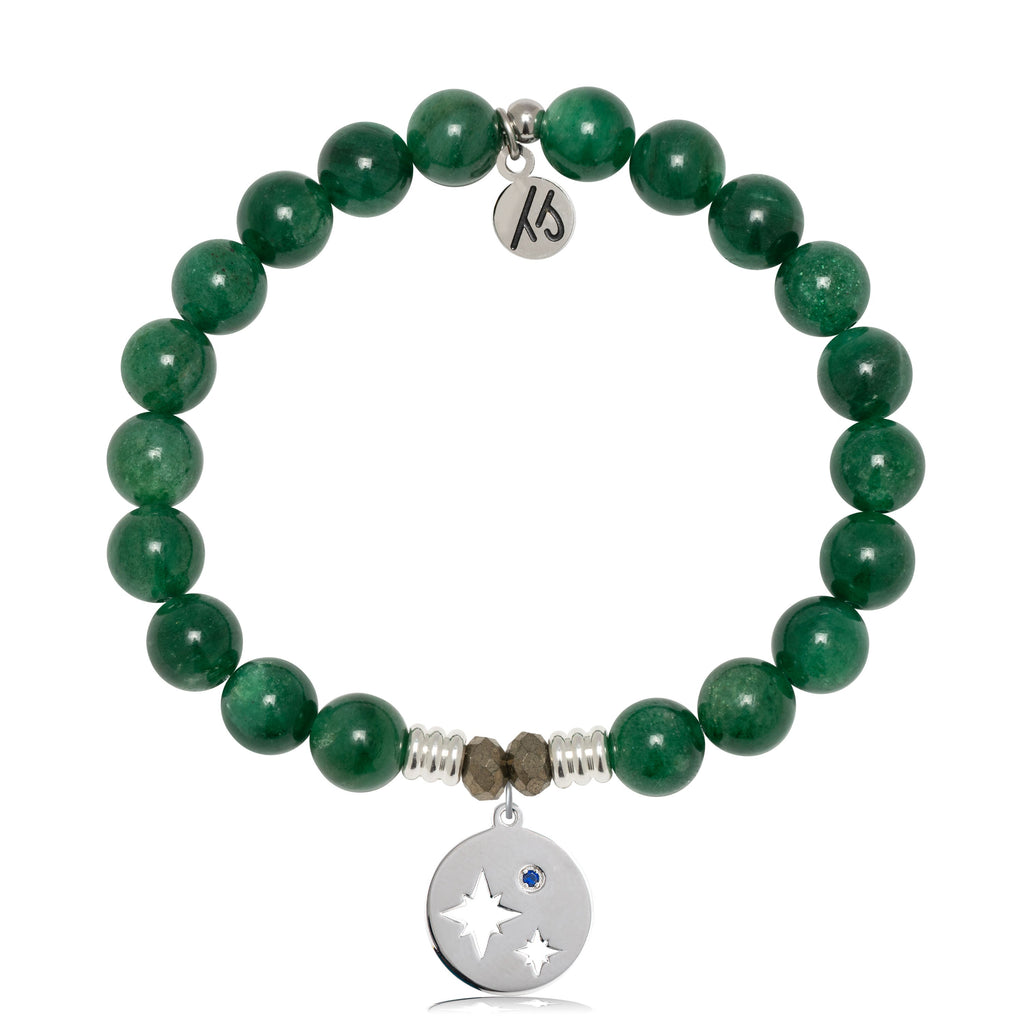 Green Kyanite Gemstone Bracelet with Mother Son Sterling Silver Charm