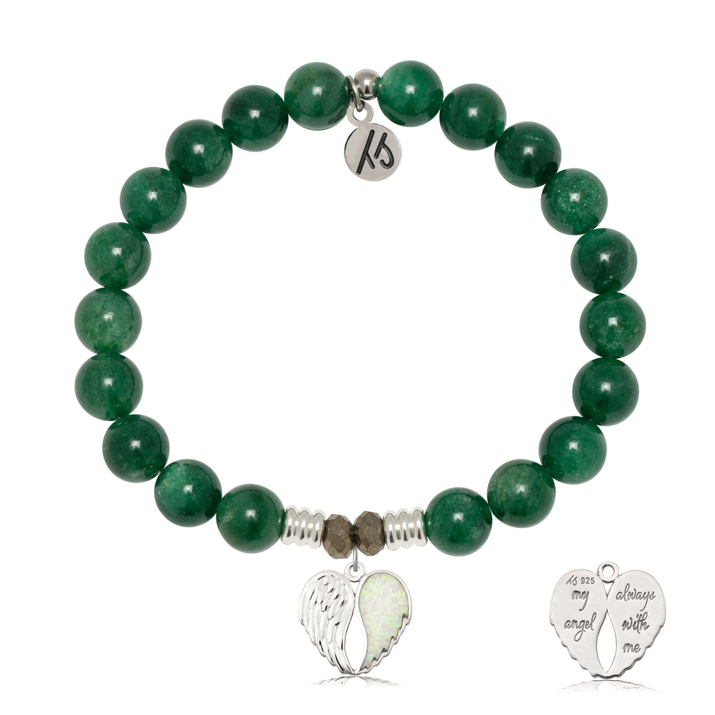 Green Kyanite Gemstone Bracelet with My Angel Sterling Silver Charm