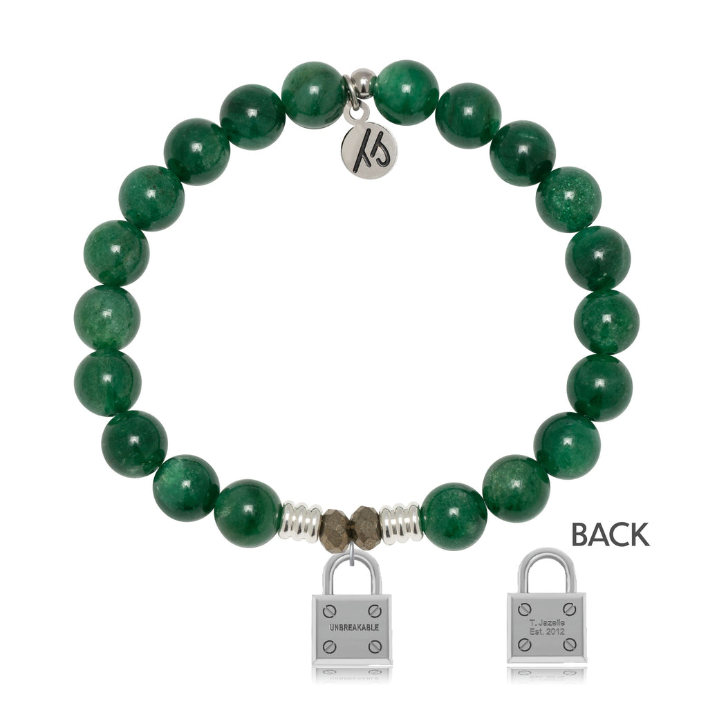 Green Kyanite Gemstone Bracelet with Unbreakable Sterling Silver Charm