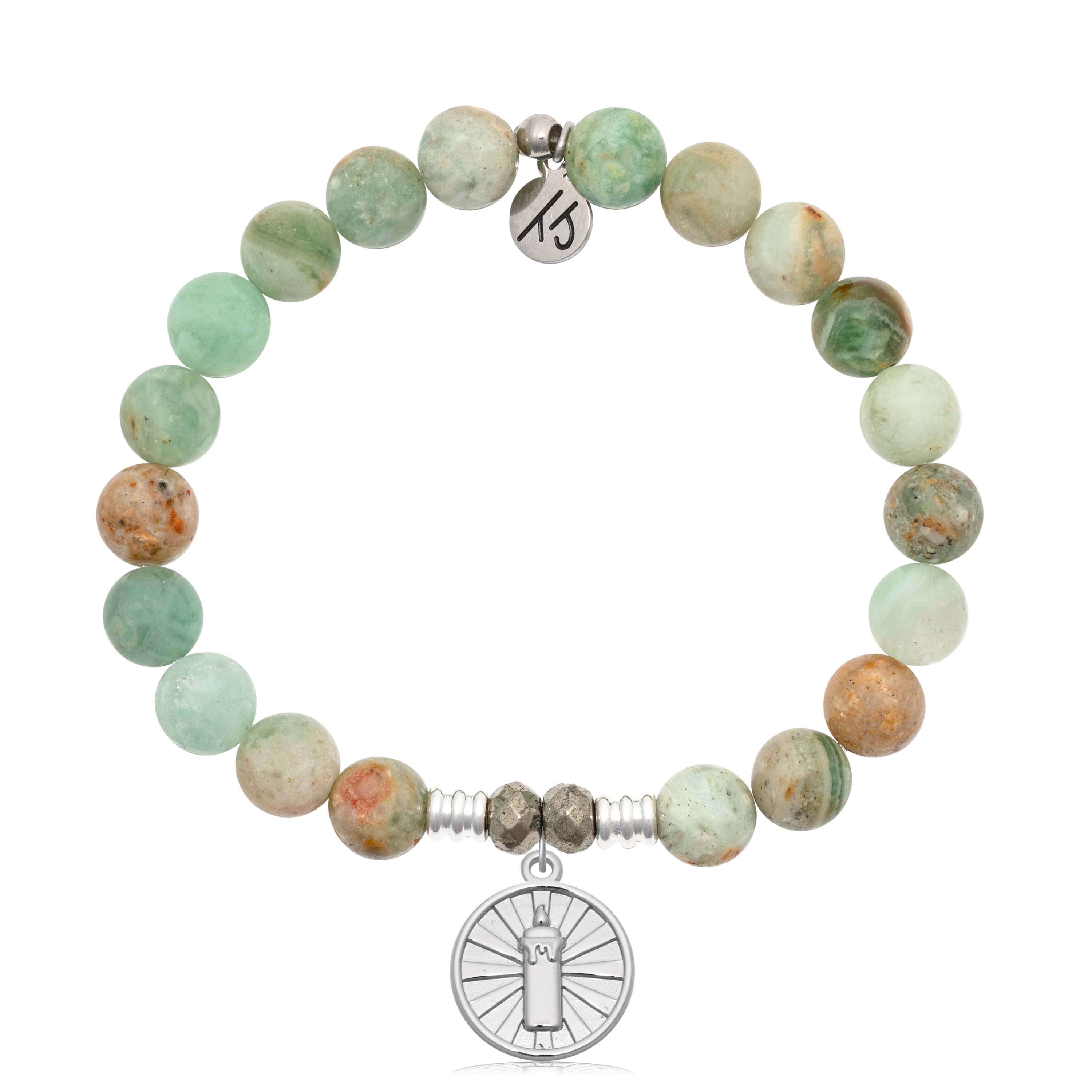 Green Quartz Gemstone Bracelet with Be the Light Sterling Silver Charm