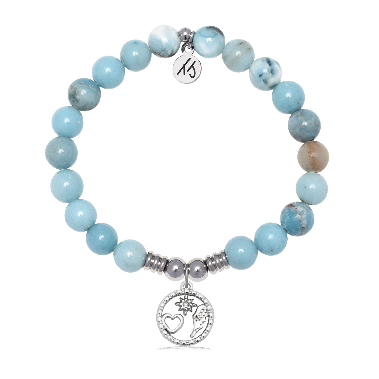 Guiding Angels Charm with Larimar Jasper Gemstone Bracelet