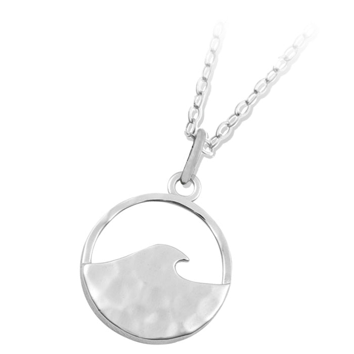 Hammered Wave Sterling Silver Charm Necklace