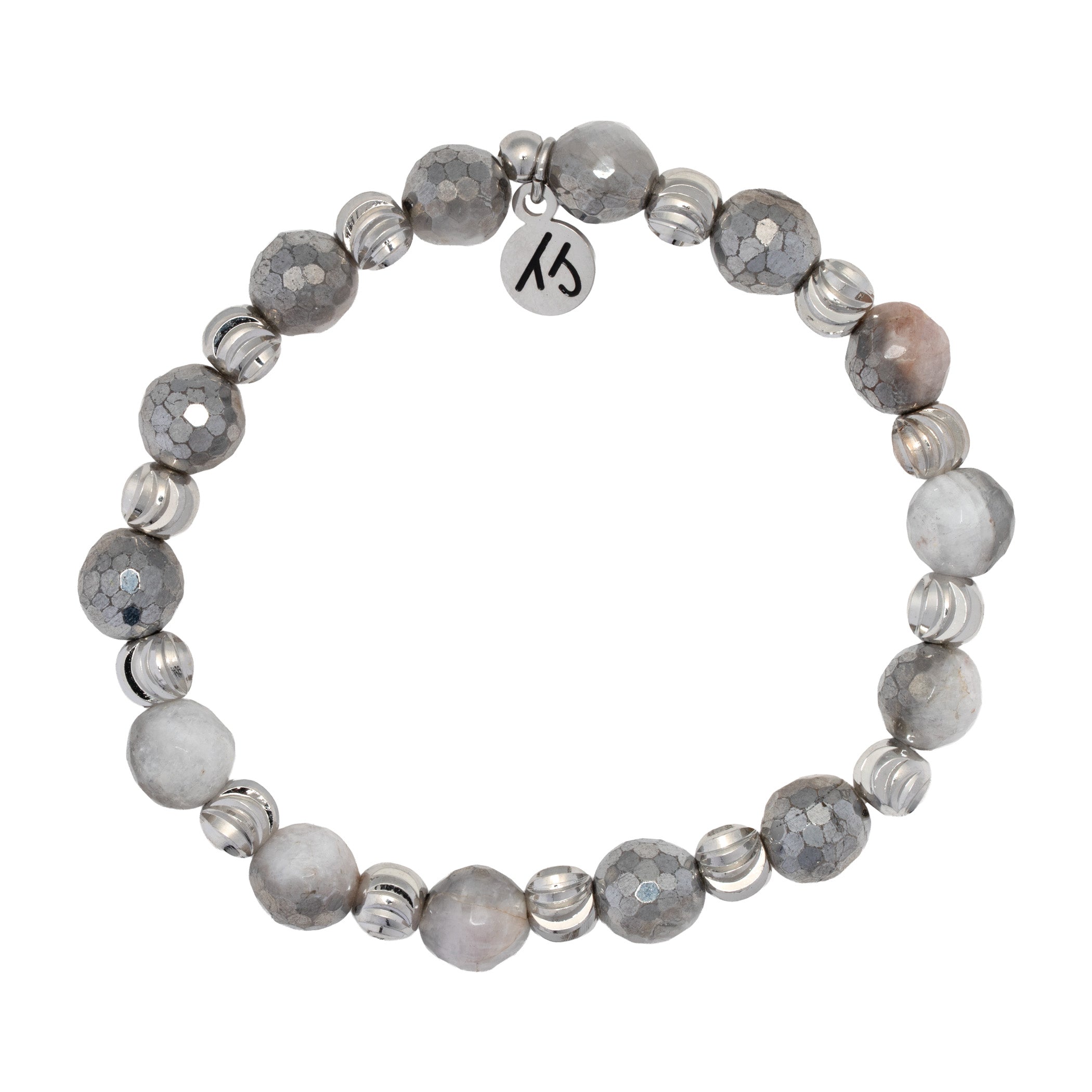 Harmony Collection- Silver with Silver Dipped White Moonstone Gemstone Bracelet