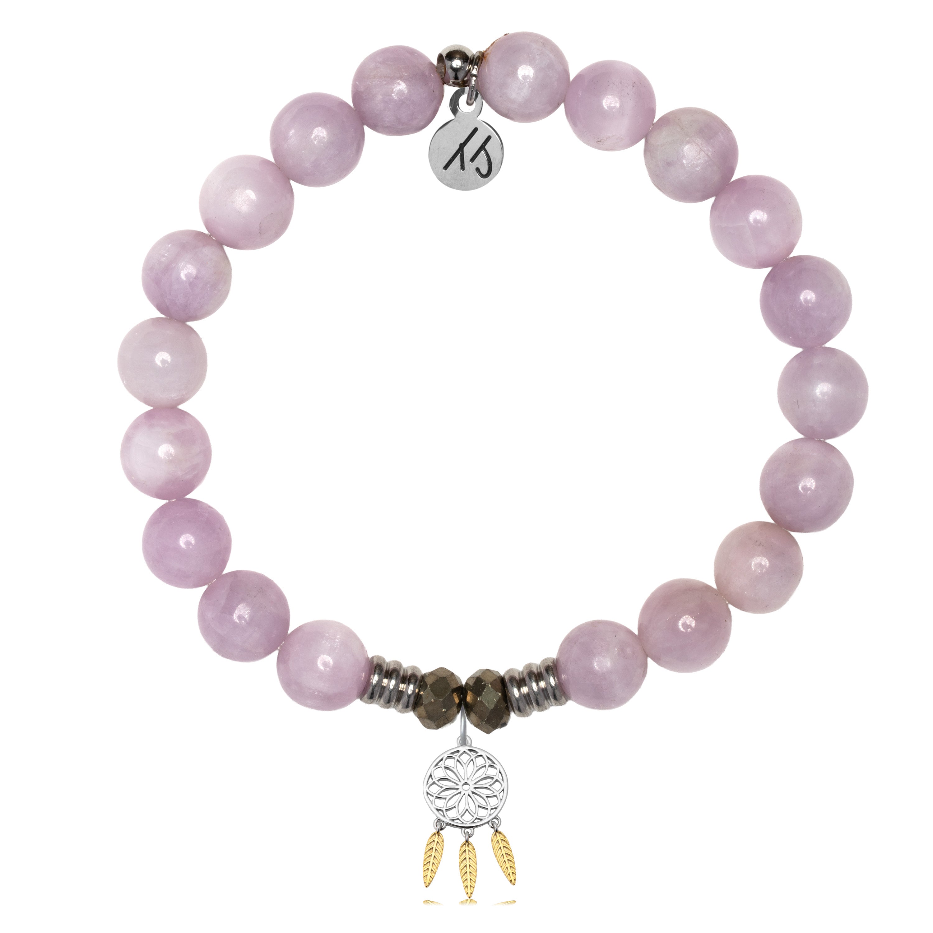 Kunzite Gemstone Bracelet with Dream Catcher Sterling Silver Charm