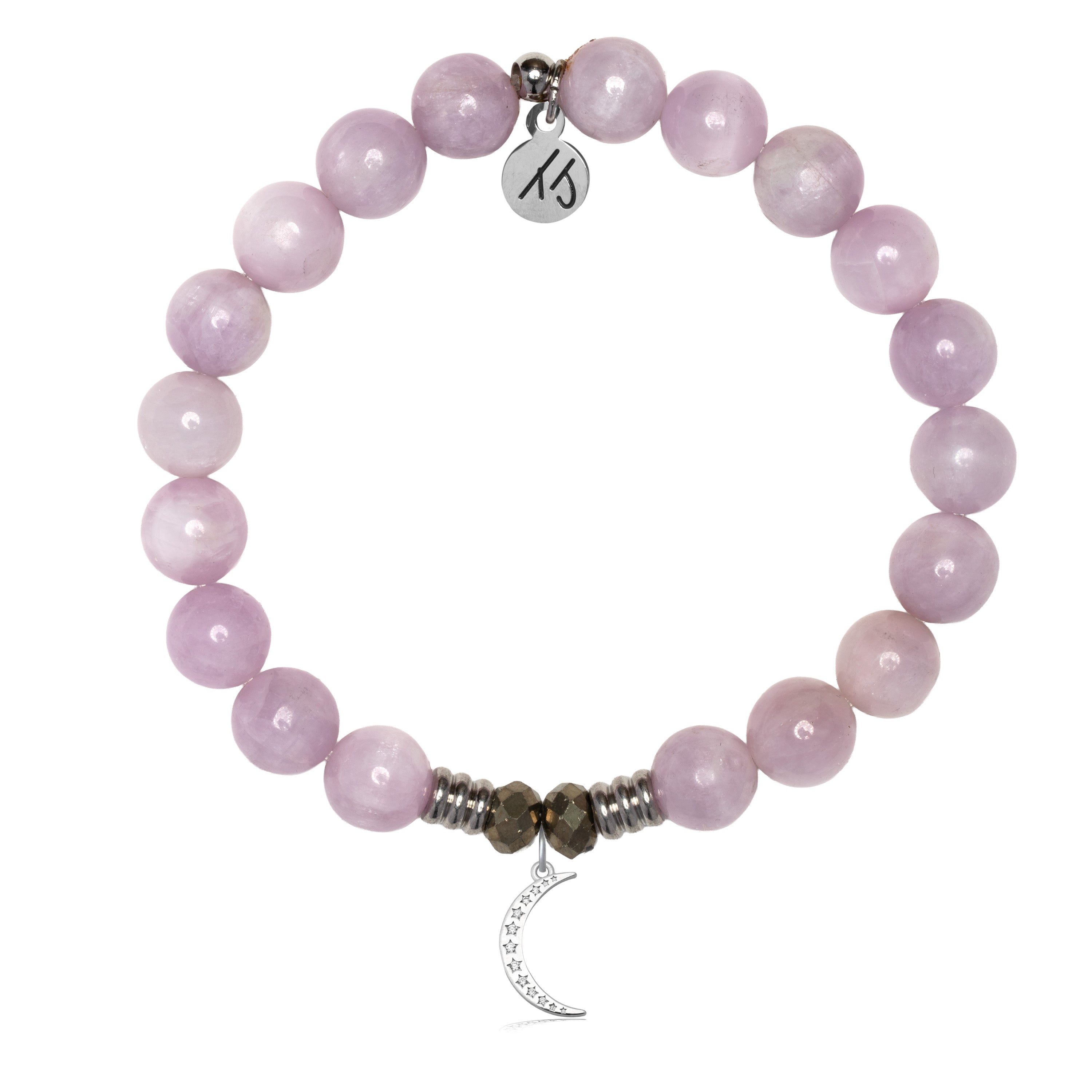 Kunzite Gemstone Bracelet with Friendship Moon Sterling Silver Charm